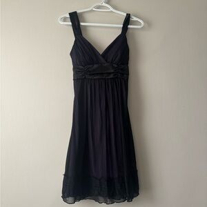 Y2K Taboo Black Purple Empire-Waist Mini Dress